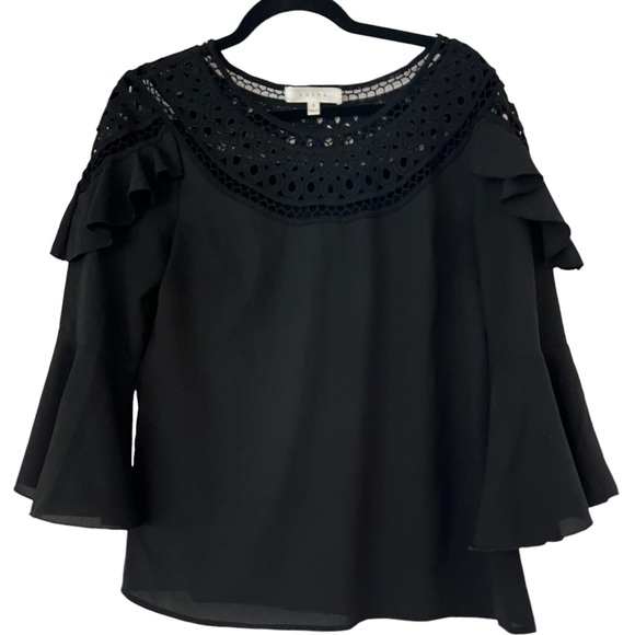 COPY - ADIVA Black Tiered Blouse Size Medium - Picture 2 of 5